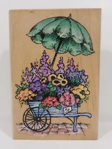 Estampilla de goma Stampendous 1998, carro de flores P013, floral, flores - Imagen 1 de 3