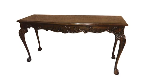 Vintage Heirloom Heritage Carved & Inlaid Mahogany Georgian Style Console Table Cover
