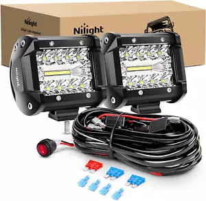 Nilight LED Light Bar 2PCS 60W 4 Inch Flood Spot Combo LED Work Light Pods Tripl - Picture 1 of 12