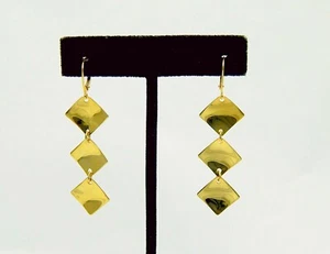 RLM Robert Lee Morris 18K Gold Triple Dangle Pierced Earrings - Picture 1 of 7