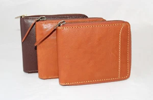 Portafoglio Uomo con zip cerniera Vera Pelle Portatessere carte portamonete da- - Picture 1 of 11