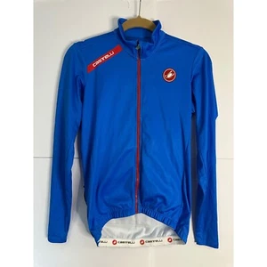 Castelli Cycling Jacket Full Zip Long Sleeve Blue Red Trim Mens Size S - Picture 1 of 6