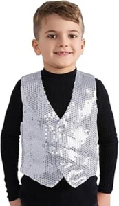 Dress Up America Silver Sequin Vest For Kids Role Play 12-14 Years WITHOUT BOX - Picture 1 of 2
