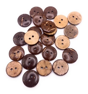 18mm Natural Coconut Buttons 2 hole Brown Crafts Knitting Sewing Buttons Round - Image 1 of 4