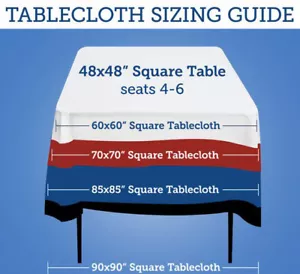 Tablecloth Polyester Square 60 Inch By Broward Linens (Variety of Colors) - Picture 1 of 74
