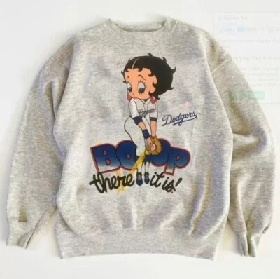 GILDAN LA Dodgers Betty Boop Graphic Ash Color Sweatshirt Unisex Men Women