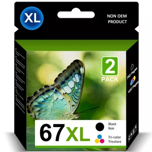 Black Color 67XL 67-XL Ink Cartridge for HP Deskjet 2720e 2721e Envy 6000 6055e - Picture 1 of 11