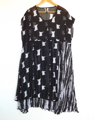 Taking Shape Dress 16 Womens Sheer Midi Layered TS Unlined Black White - image 1 of 4