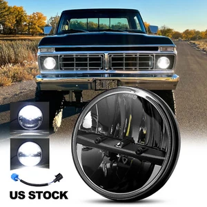 DOT Approved Black 7" Round LED Headlight Hi-Lo For Ford F-150/250/350 1970-1979 - Picture 1 of 12