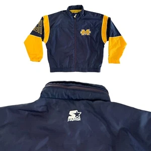 Giacca a vento vintage starter Michigan Wolverines full zip cappuccio nascosto XL - Foto 1 di 10