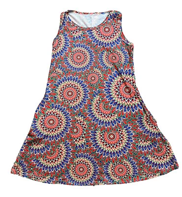 Summer Dress for Women Beach Floral T-shirt Sundress Sleeveless Pockets Size M - Image 1 of 4