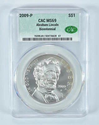2009-P Abraham Lincoln Commemorative Silver Dollar MS69 CAC - Image 1 of 4