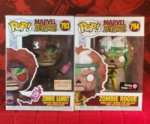 Funko Pop Marvel ZOMBIES - ZOMBIE GAMBIT #793 GITD & ZOMBIE ROGUE #794 + Prot - Imagen 1 de 12