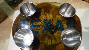 Texas Susan Oval 13 x 11 x 1 Zoll Top, 7 x 1 Zoll Base Post Eiche/Epoxid Magnetschalen - Bild 1 von 7