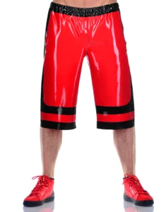 100% Latex Rubber Red Boxer Shorts Decorative black Loose Pants 0.4mm Size S-XXL - Foto 1 di 3
