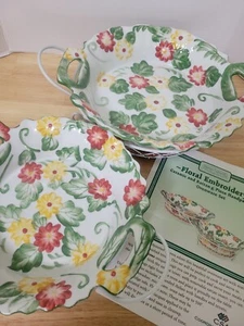 Temp-tations Floral Embroidery 6-Piece Handpainted 12" & 10" Ovenware Set, Racks - Picture 1 of 8