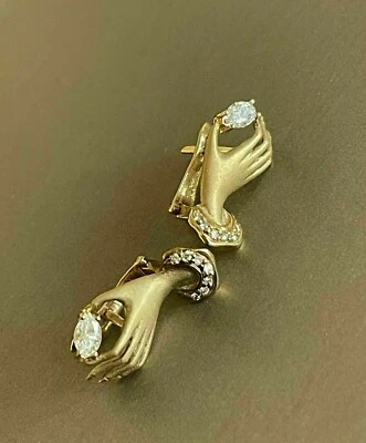 2,00 Ct Rundschliff Simulierter Diamant Handstecker Ohrring 14K Gelbvergoldet - Bild 1 von 4