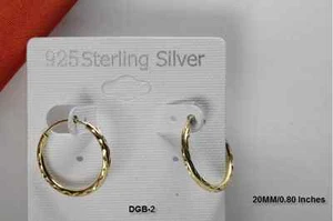 ORECCHINI A CERCHIO UNISEX LEGGERI ARGENTO STERLING 925 PLACCATO ORO 10K .78"/20MM - Foto 1 di 3