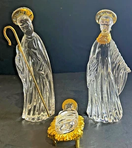 Gorham Crystal Nativity Holy Family Set Mary Joseph & Baby Jesus w/Box Germany - Picture 1 of 24