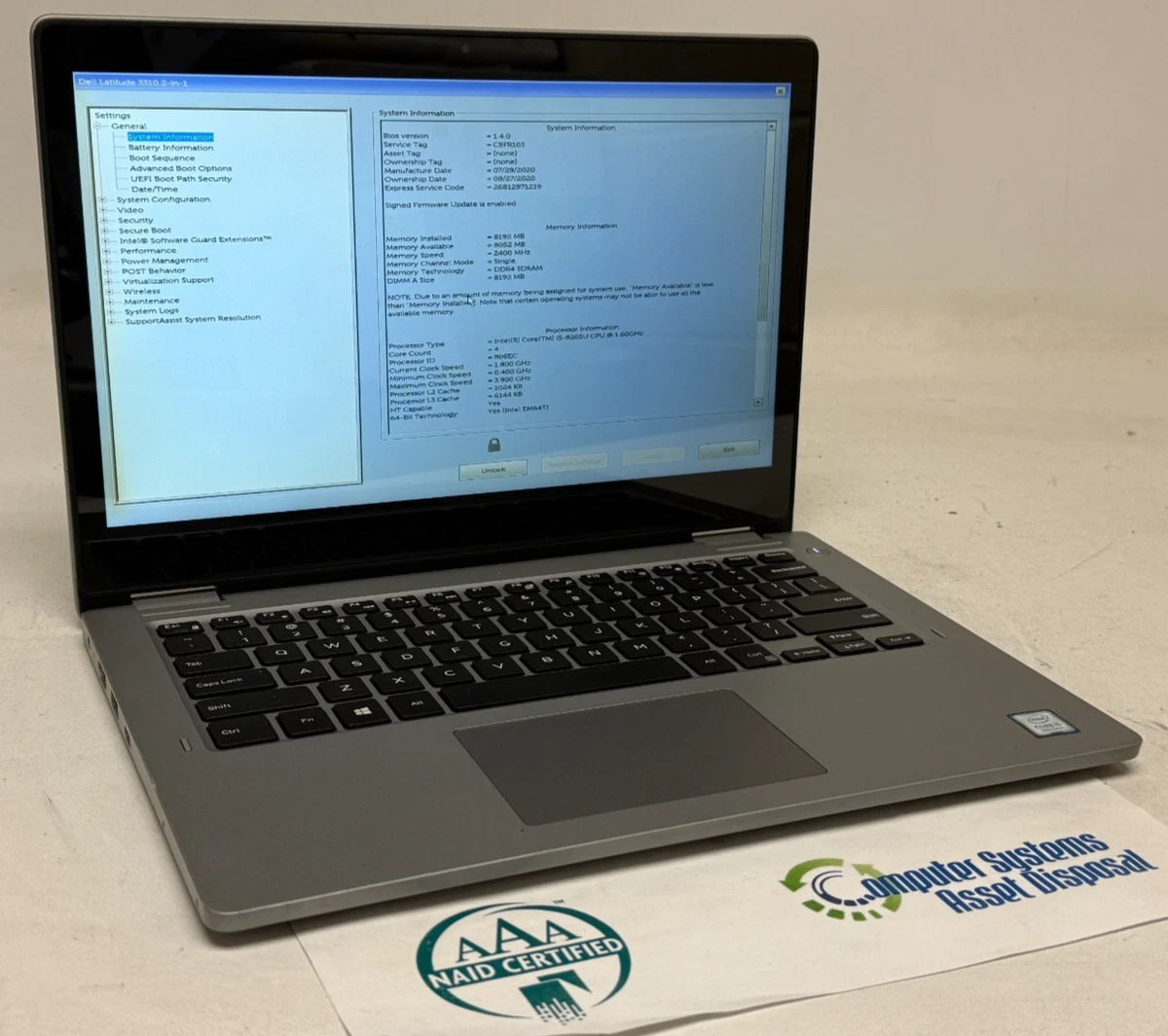 Dell Intel Core i5 8th Gen. 256 GB SSD Capacity PC Laptops