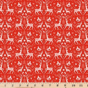 Blitzened Red Sleigh Me D2744 TIGERLILY 100% Cotton Fabric by the half yd - Picture 1 of 2