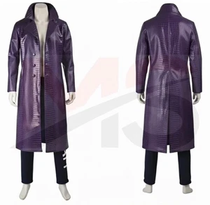 Chaqueta de lujo larga de cuero real con patrón de cocodrilo púrpura para hombre - Imagen 1 de 11