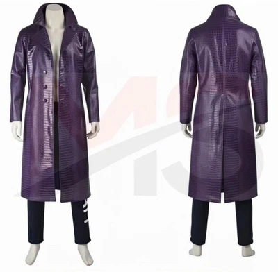 Jaqueta de luxo masculina roxa padrão crocodilo couro real trincheira longa - Imagem 1 de 4