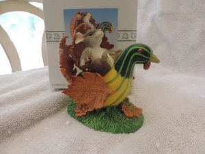 NIB Enesco Charming Tails "TURKEY TRAVELER" MOUSE ON TURKEY - Picture 1 of 1