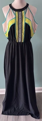 Vestido Maxi Feminino Studio Y Tamanho G Preto Amarelo - Imagem 1 de 4