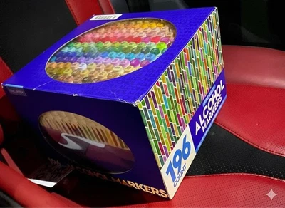 Pacote com 196 marcadores de álcool pontas duplas com estojo cores sortidas conjunto de marcadores de arte - Imagem 1 de 4