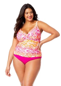 Anne Cole Size Womens Tie Dye Foulard Tankini Swim Top Tie Dye Foulard Pink 16W - Picture 1 of 8