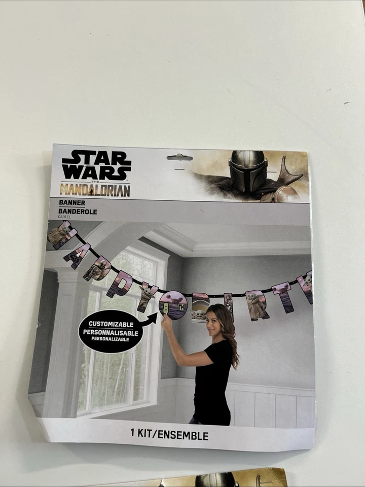 NUEVO Disney Star Wars The Mandalorian 10,5 pies de largo con 10” letras banner de fiesta Foto 1 de 1