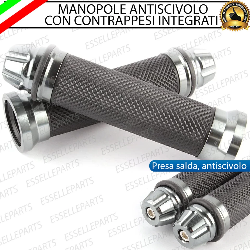 MANOPOLE MANUBRIO ANTISCIVOLO ARGENTO CON CONTRAPPESI PER YAMAHA X-CITY 250 - Immagine 1 di 4