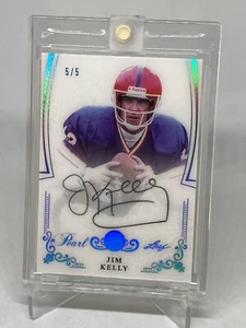 2017 Leaf Pearl Jim Kelly AUTOGRAPH AUTO SP 5/5 HOF BUFFALO BILLS - Foto 1 di 13