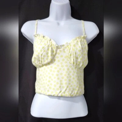 Top corto de lechera verde blanco nuevo con etiquetas para mujer talla M Babydoll coqueta hada Foto 1 de 4
