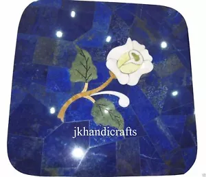 12'' Marble Coffee Table Top Lapis Lazuli Inlay Art Handmade Hallway Decor Art - Picture 1 of 3