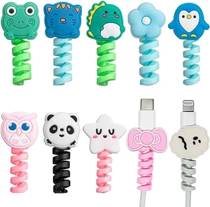 10 PCS Cartoon Silicone Charger Cable Protector Mobile Phone Charger End Cord C - Picture 1 of 12