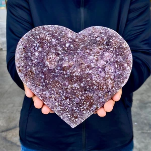 Ametista naturale 2,3 libbre geode forma cuore quarzo grappolo cristallo esemplare guarigione - Foto 1 di 14