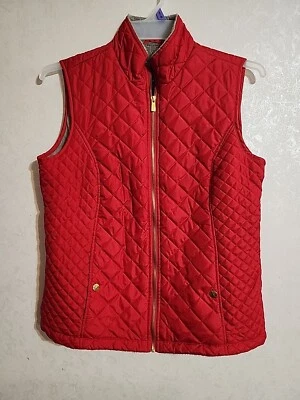 Laura Scott стеганый жилет красный серый искусственного меха подкладка sz большие карманы - Изображение 1 из 4