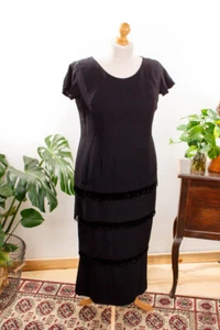 Vintage Charleston Kleid schwarz Perlen Flapper 1920er kleid + Top 42 - Bild 1 von 7