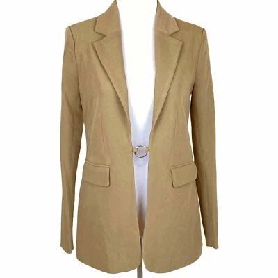 New! Danielle Bernstein Beige Blazer Women's Open Front Ring Closure Size XS  - Image 1 of 4
