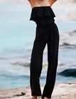 Flattering Black Strapless Pom Pom Ruffle Jumpsuit By Victoria's Secret Size XS