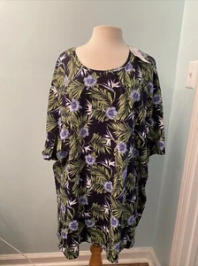 Liz & Me Women’s Plus Sz 5X Tropical Print Short Sleeve Pullover Top NWT - Picture 1 of 7