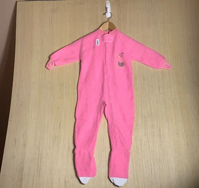 VTG Dr. Denton's Jumpsuit Large Pink Short Sleeve Girl's Full Zip Up  Sleeper 90 - Image 1 of 4