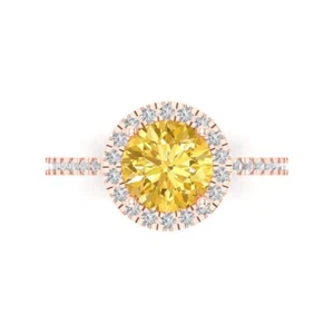 1.8Ct Round Cut Natural Citrine Women's Engagement Ring for Women, 14K Rose Gold - Picture 1 of 11