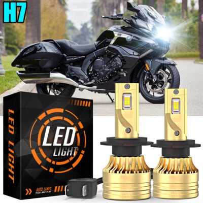 For BMW K1200 K1300 K1600 Motorcycle LED Headlight H7 6000K Super White Bulbs - Image 1 of 4