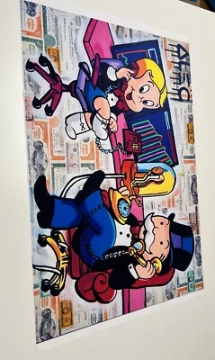 Alec Monopoly “Richie And Monopoly At The Office” Print On Canvas 24x36” 1:1 - Image 1 of 4