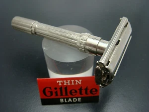 Gillette manico sottile vintage 9 posizioni quadrante regolabile rasoio e lama codice J1 - Foto 1 di 5