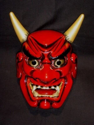 Máscara Ondeko Máscara Demonio Rojo Isla Sado Máscara Tradicional Japonesa Foto 1 de 4