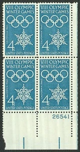 #1146 4c 1960 Winter Olympics, Plate Block [26541 LR] **ANY 5=FREE SHIPPING** - Picture 1 of 1